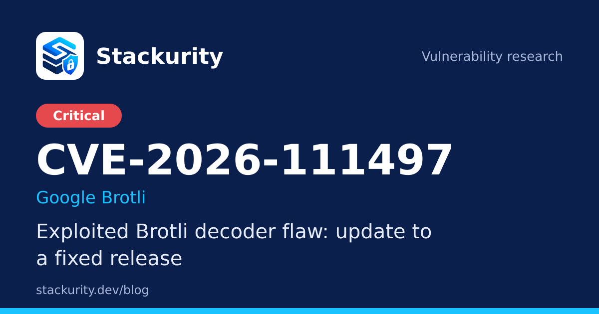 CVE-2026-111497: Exploited Brotli decoder flaw: update to a fixed release